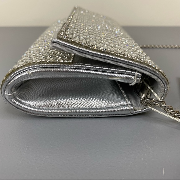 NWT Starlet Hollywood CA Silver Sparkling Stone Clutch Bag Shoulder Purse - Picture 5 of 16